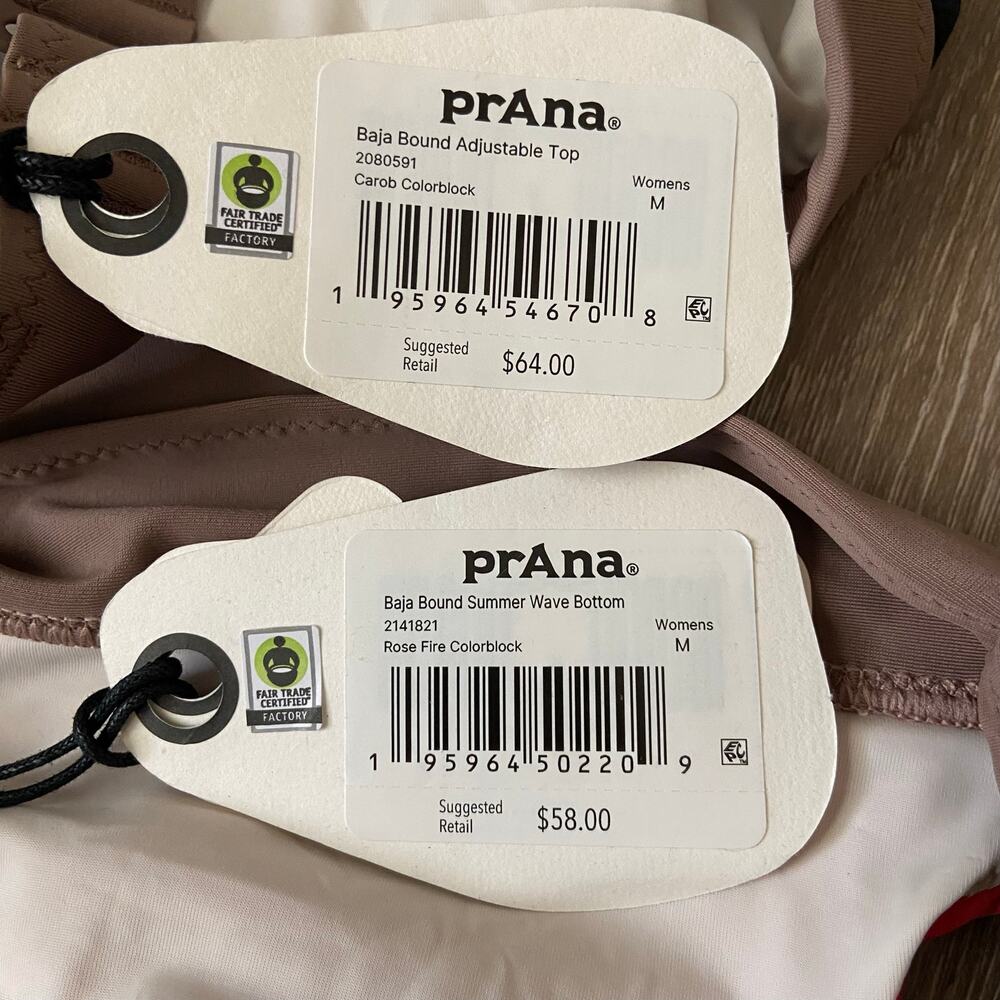 Prana Baja Bound Adjustable Top & Summer Wave Swim Bottom Sz M Colorblock Bikini - Picture 4 of 5